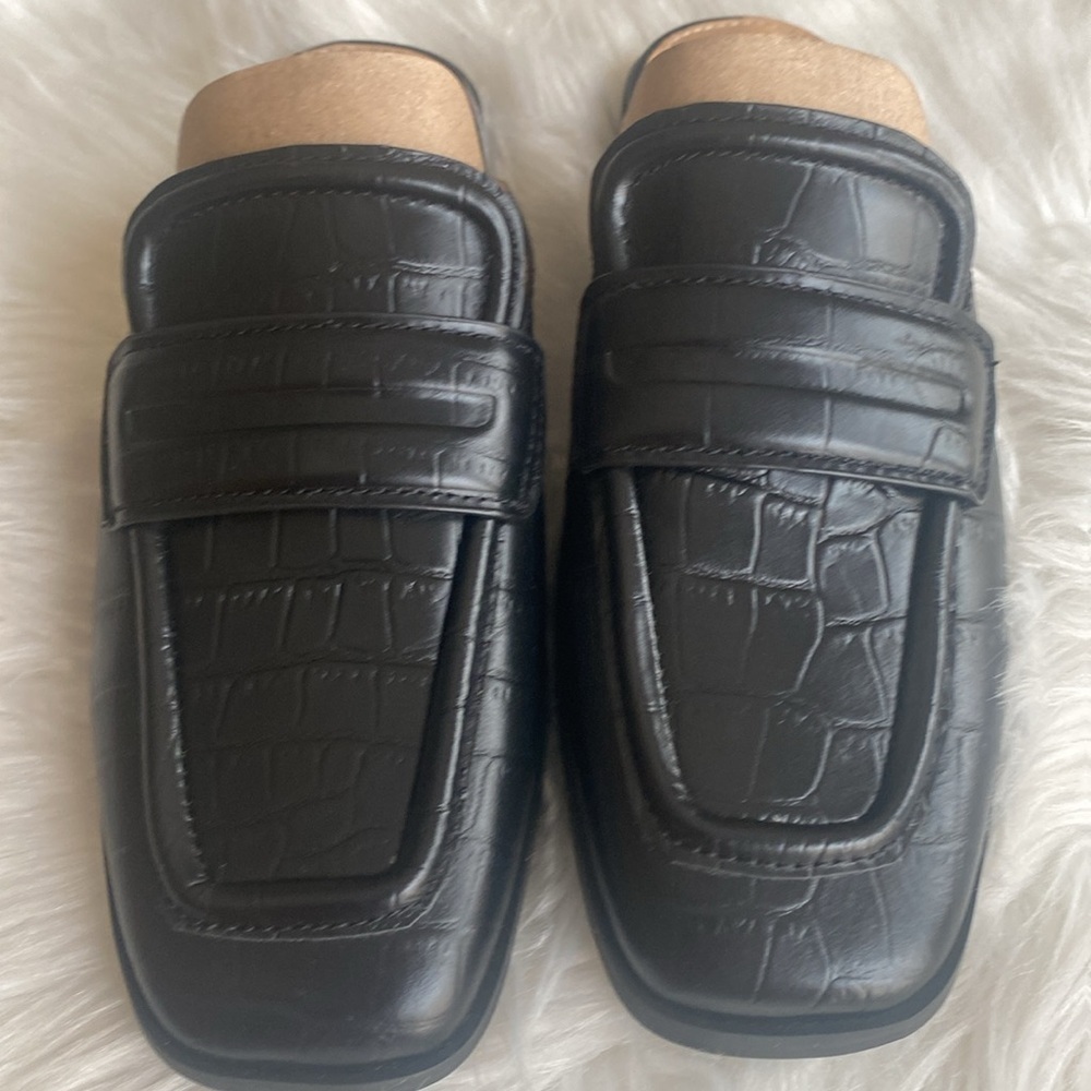 Marc Fisher LTD Flyta Leather Slip on Loafers Black Shoes - Picture 7 of 9